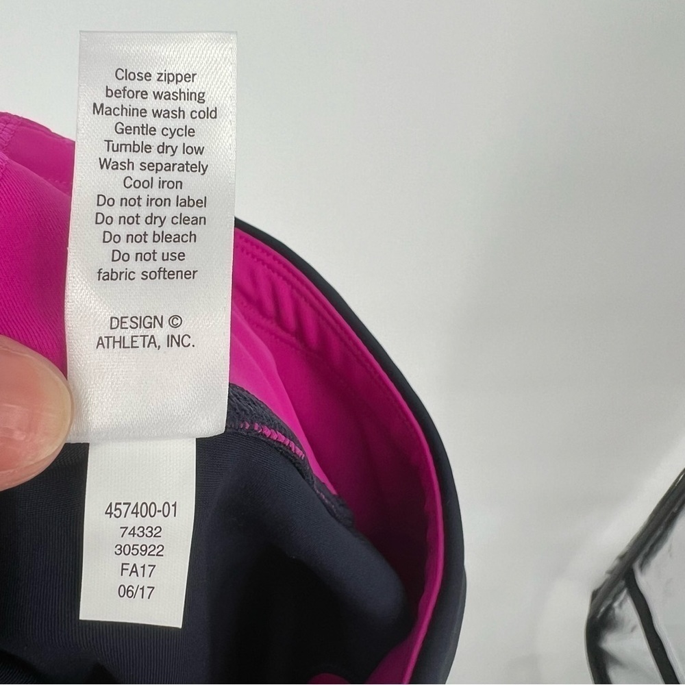 Athleta Sonar Colorblock Mesh Womens Leggings Navy Fuschia - Picture 14 of 15